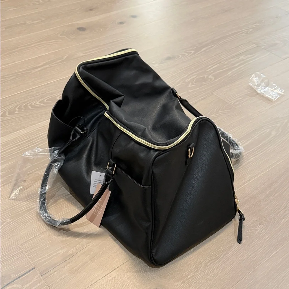 JustFab Black Baby Bag with Gold Accents